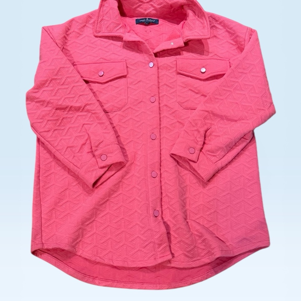 Simply Southern Quilted Pink Snap-Front Shirt Jacket for Kids